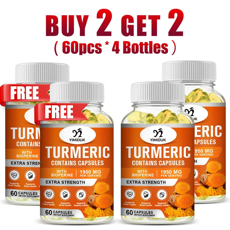 Buy 2 Get 2 Free! Premium Turmeric Curcumin Capsules, Support Potent Anti-Inflammatory & Joint Pain Relief, Boosts Immunity