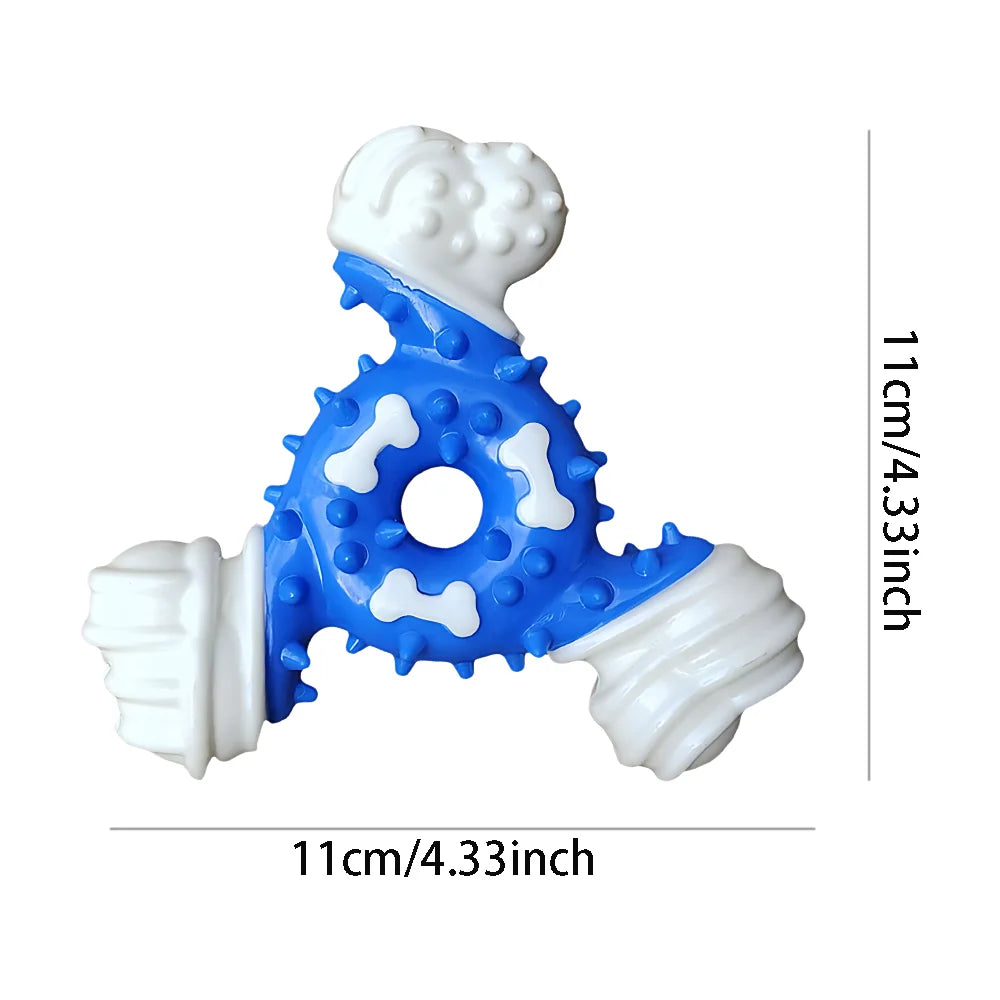 TPR Coated Nylon Bone Chew Toy - Teeth Cleaning Dental Grooves for Dogs Puppies, Heavy Duty Long-Lasting Chewing 