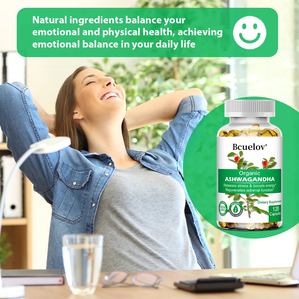 Ashwagandha Capsules – Stress Relief, Deep Sleep, Calm Nerves, Brain Health, Focus & Immune Support, Natural Herbal Supplement