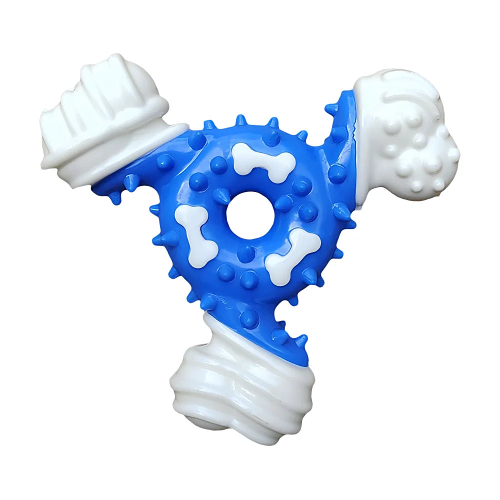 TPR Coated Nylon Bone Chew Toy - Teeth Cleaning Dental Grooves for Dogs Puppies, Heavy Duty Long-Lasting Chewing 