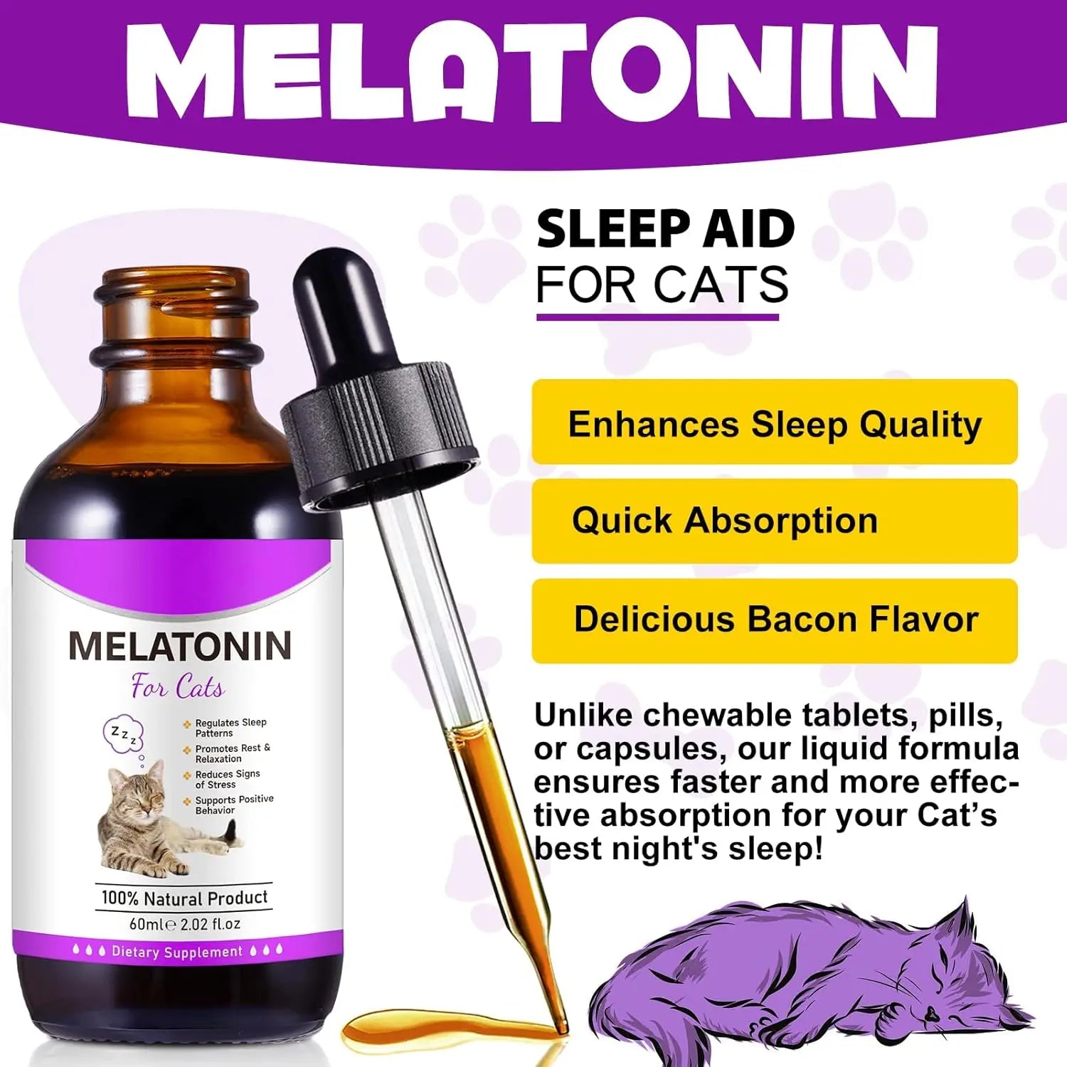 Cat Calming Melatonin Treats - Support Restful Sleep & Anxiety Relief for Cats