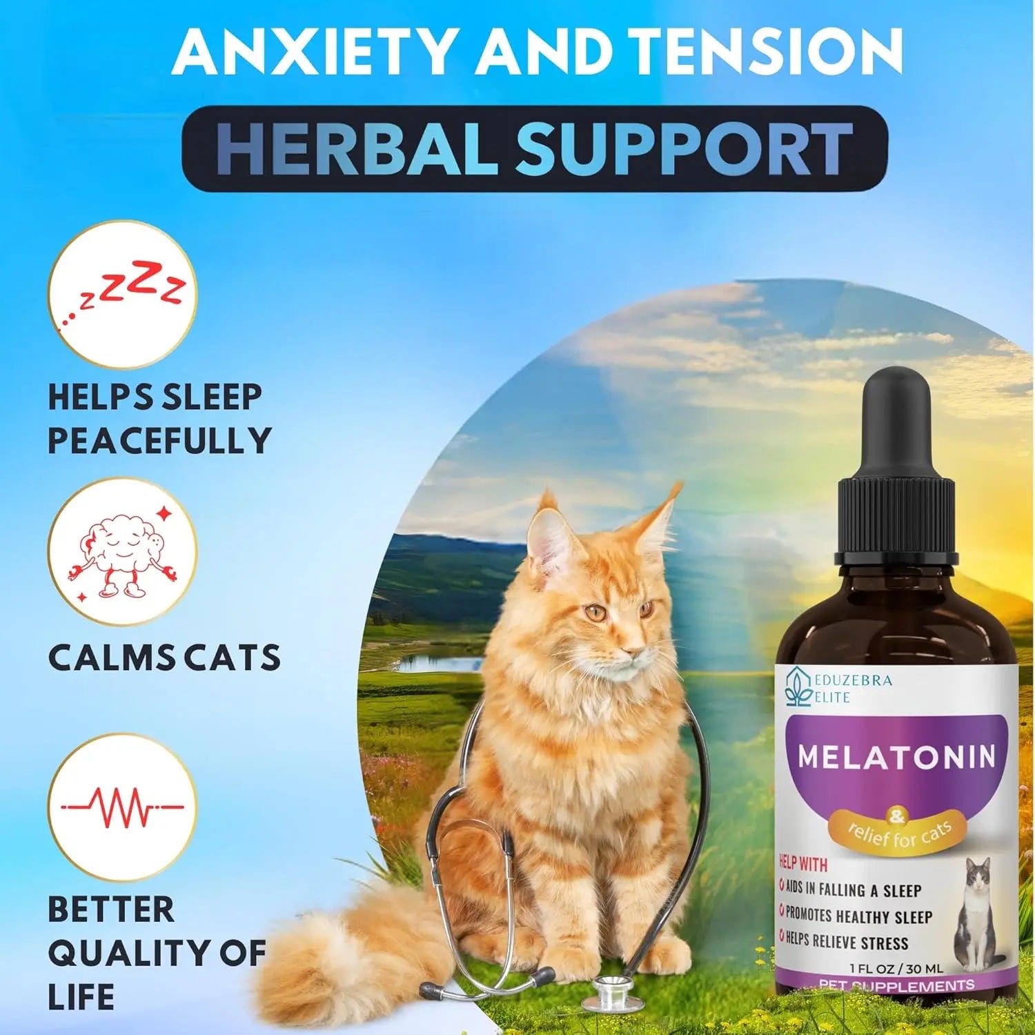 Cat Calming Melatonin Treats for Sleep & Anxiety Relief, Grooming Sedative