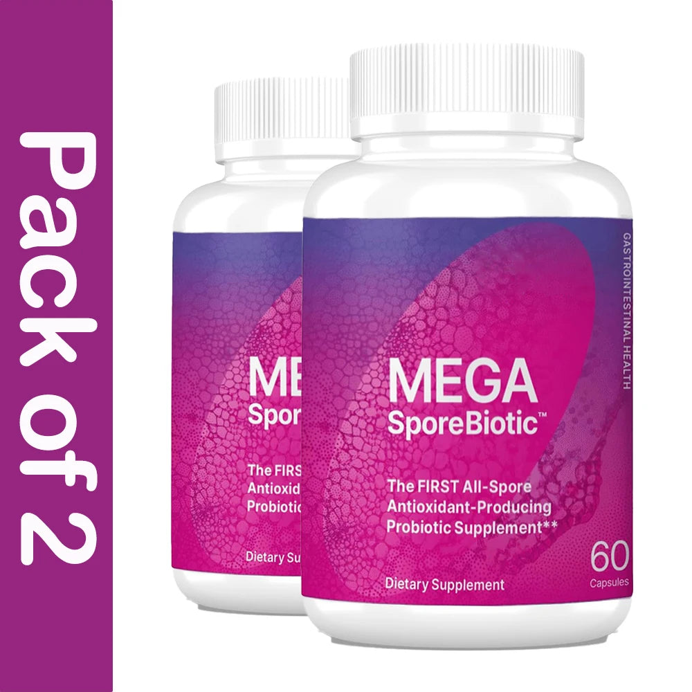 MegaSporeBiotic Probiotics for Men & Women - Immune, Gut Health & Digestive Support - Dairy, Soy & Gluten Free, 60 Veg Capsules