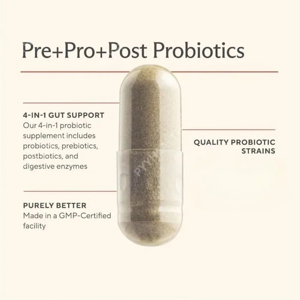 Premium Gut Health Capsules 4-in-1 Probiotic, Pre & Postbiotic with Digestive Enzymes Supports Digestive Comfort Wellness, 60 Ct