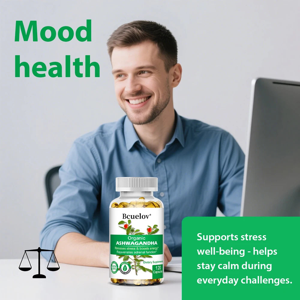 Ashwagandha Capsules – Stress Relief, Deep Sleep, Calm Nerves, Brain Health, Focus & Immune Support, Natural Herbal Supplement