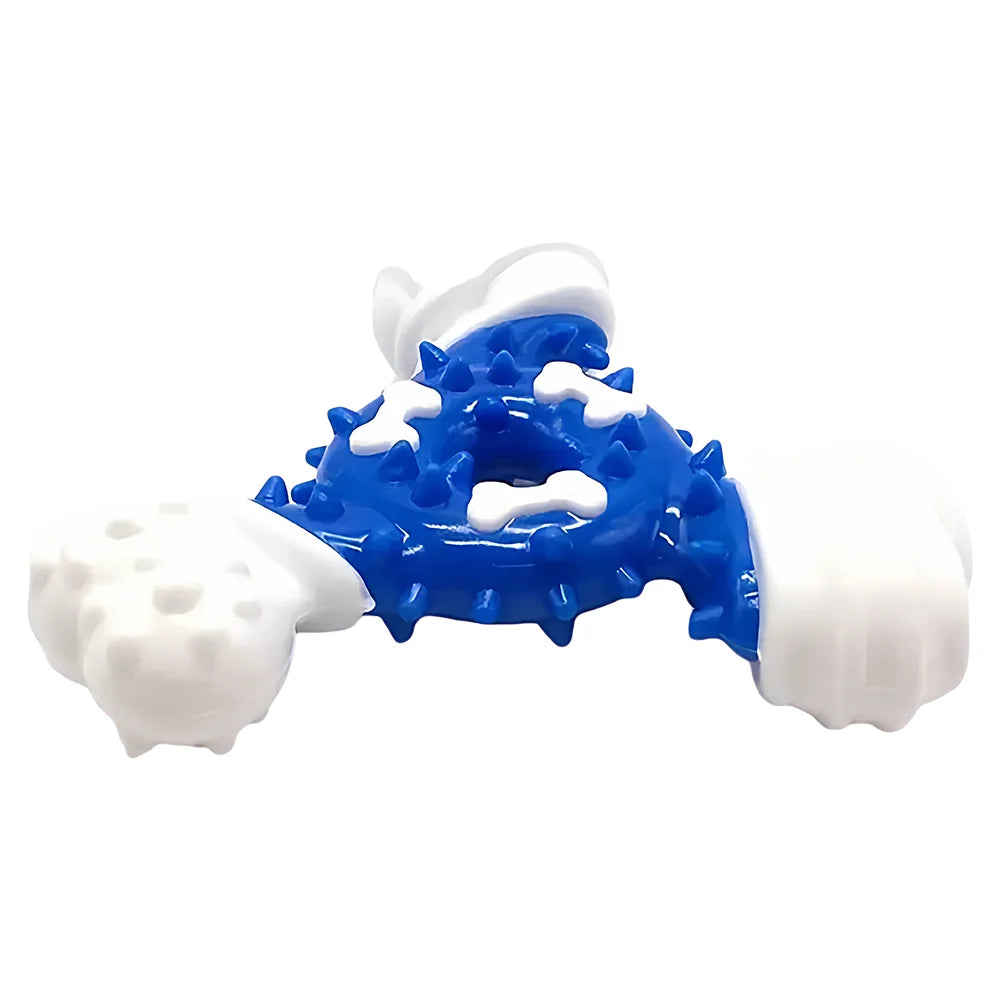 TPR Coated Nylon Bone Chew Toy - Teeth Cleaning Dental Grooves for Dogs Puppies, Heavy Duty Long-Lasting Chewing 