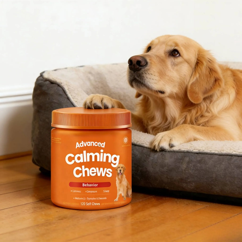 Advanced Calming Chews for Dogs — Melatonin, L-Tryptophan & Chamomile (120ct)