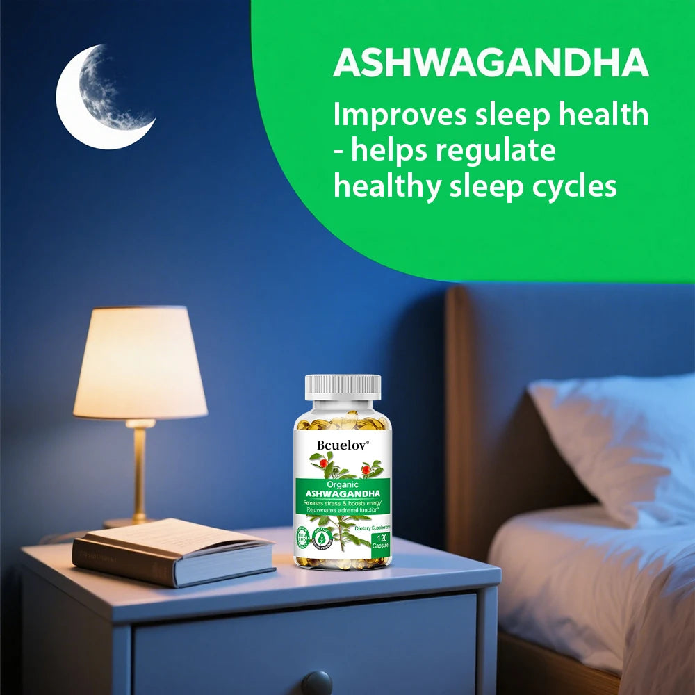 Ashwagandha Capsules – Stress Relief, Deep Sleep, Calm Nerves, Brain Health, Focus & Immune Support, Natural Herbal Supplement