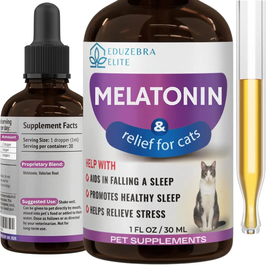 Cat Calming Melatonin Treats for Sleep & Anxiety Relief, Grooming Sedative