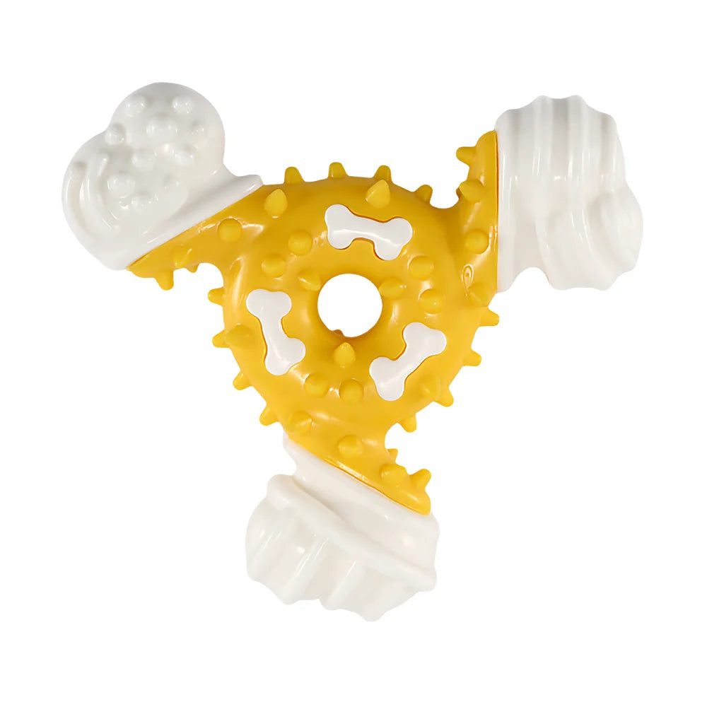 TPR Coated Nylon Bone Chew Toy - Teeth Cleaning Dental Grooves for Dogs Puppies, Heavy Duty Long-Lasting Chewing 