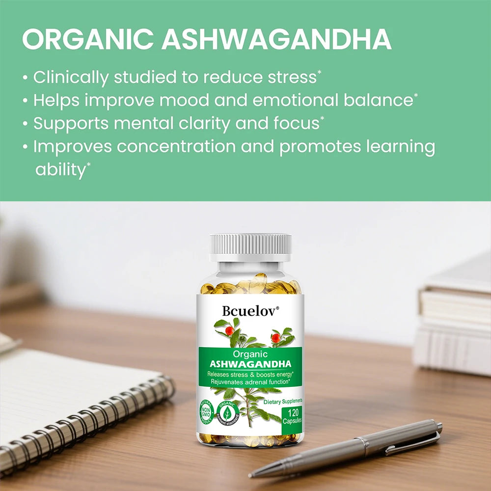Ashwagandha Capsules – Stress Relief, Deep Sleep, Calm Nerves, Brain Health, Focus & Immune Support, Natural Herbal Supplement